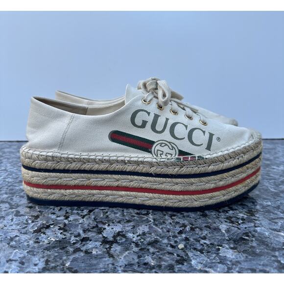 Gucci canvas sneakers espadrilles Women’s Size 39 - Picture 1 of 13
